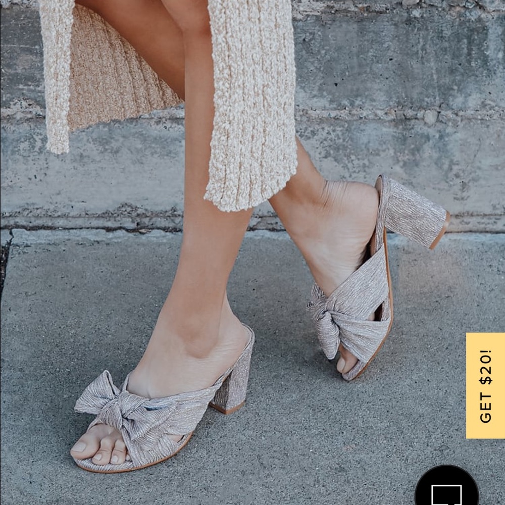 Lulus Dorothea Taro Shimmer Knotted High Heel Sandals